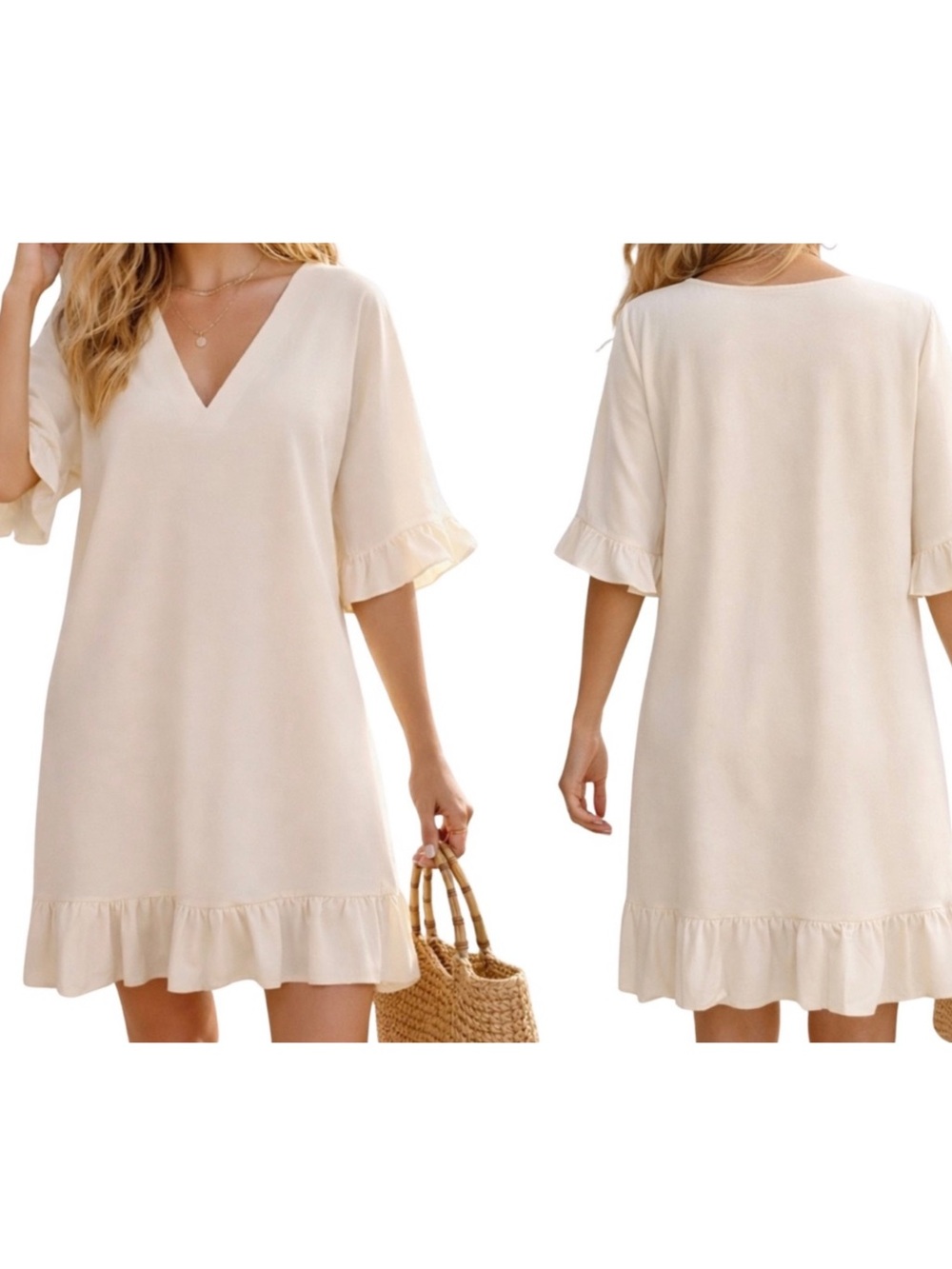 Cupshe V-Neck Breezy Beach Cover Up with Ruffle Accents • Size XL • NEW W/ TAGS